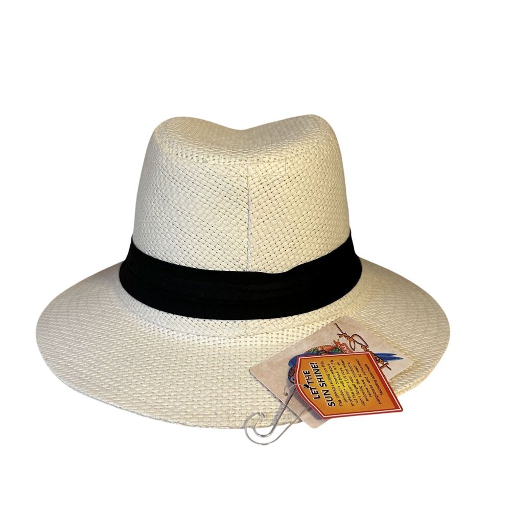 Panama Jack Solid Ribbon Fedora Hat Model PJC83-NAT White Large VGC - Picture 3 of 5